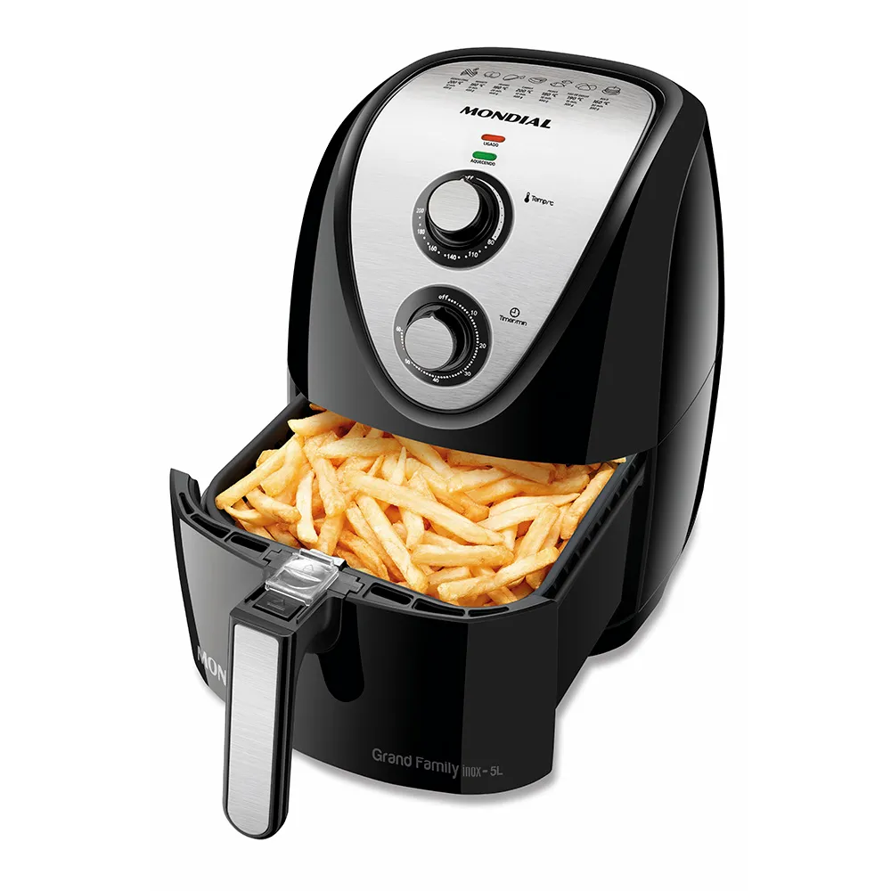 MONDIAL Fritadeira Sem Óleo Grand Family Inox - 5L Air fryer Mondial popular e com ótimo custo-benefício
